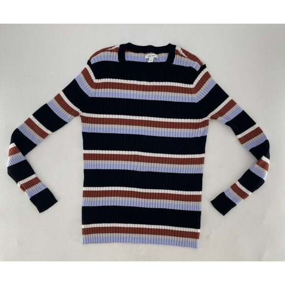 Nine West Women's Ribbed Striped Crew Neck Long Sleeve Pullover Sweater Size XXL - Picture 1 of 9